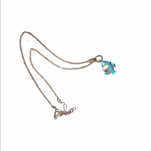 Adorable gold & multicolor fish necklace - Picture 2 of 2